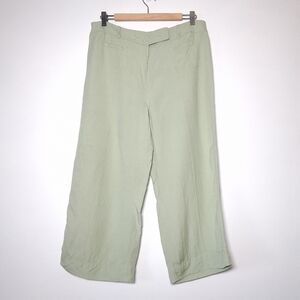 Reitmans pants wide legged crop linen blend  Light green Women's size 13